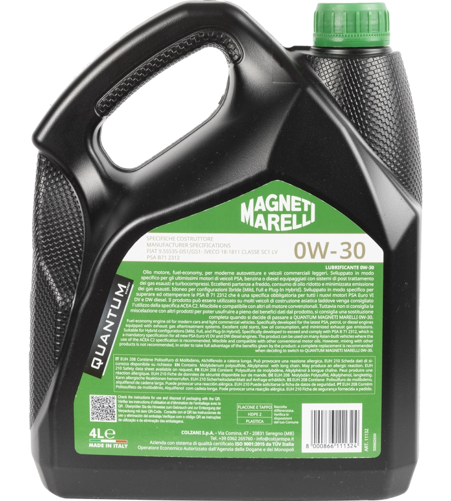 Magneti marelli lubrificante auto sintetico olio motore 0w-30 4lt